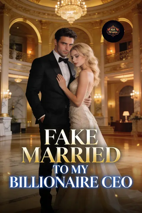 Cover of Fake Married to My Billionaire CEO, a fake marriage romance, showing a blonde woman in a gown in the arms of a man in a tuxedo in a palatial ballroom
