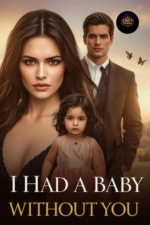 Cover of I Had a Baby Without You, a billionaire secret baby romance, showing a dark-haired woman, a man in a suit and a little girl in a pink dress at golden hour